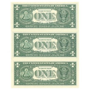 USA, 3 x 1 dollar - 1969c, 1969b, 2017a
