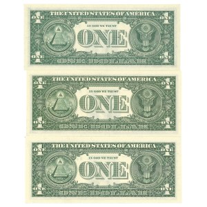 USA, 3 x 1 dollar - 1969d B, 1985 B, 2003a B