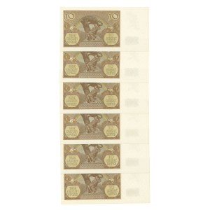 GG, 10 złoty 1940 L - Part of a bank package (6 pcs.)