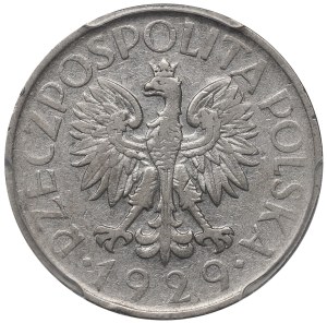 II RP, 1 złoty 1929 bez znaku mennicy - PRÓBA PCGS SP53