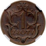 Second Polish Republic, 1 zloty, 1929, BRONZE, FINE - NGC AU 50BN