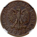 Second Polish Republic, 1 zloty, 1929, BRONZE, FINE - NGC AU 50BN