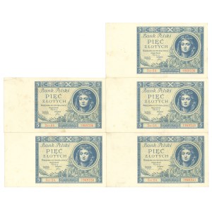Second Polish Republic, Set of 5 zlotych coins from 1930 (5 pieces)