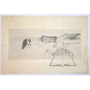 WYCZÓŁKOWSKI Leon (1852-1936), Three cows near the farm buildings.