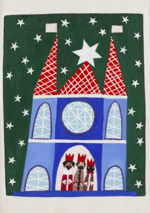 Zdzisław Witwicki (1921 - 2019), Trzej królowie, projekt kartki świątecznej