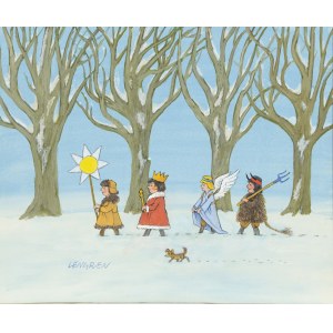 Zbigniew Lengren (1919 Tula, Russia - 2003 Warsaw), Carolers, illustration