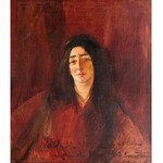 Konrad Krzyżanowski (1872 Krzemieńczuk - 1922 Warszawa), Portret kobiety w czerwieni (Maria Grosek Korycka), 1916 r.