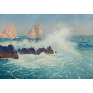 Soter Małachowski-Jaxa (1867 Wolanów - 1952 Kraków), Capri - skały Faraglioni, 1927 r.