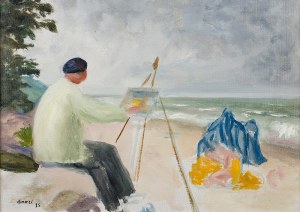 Irena Weiss zw. Aneri (1888 Łódź - 1981 Kraków), Wojciech Weiss malujący nad morzem, 1935 r.
