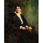 Stanisław Zawadzki (1878-1960), Portret damy z różami w ręku, 1920 r.
