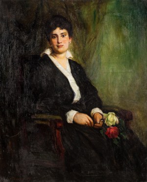 Stanisław Zawadzki (1878-1960), Portret damy z różami w ręku, 1920 r.