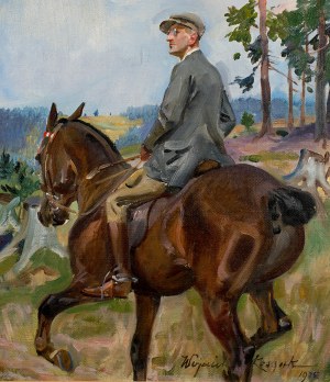 Wojciech Kossak (1856 Paryż - 1942 Kraków), Portret mężczyzny na koniu, 1925 r.