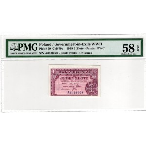 London, 1 gold 1939 - A - PMG 58 EPQ