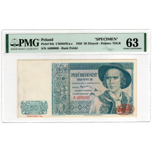 50 zlatých 1939 MODEL De La Rue &amp; Co Ltd - A 000000 - vzor č. - PMG 63 - UNIKÁT