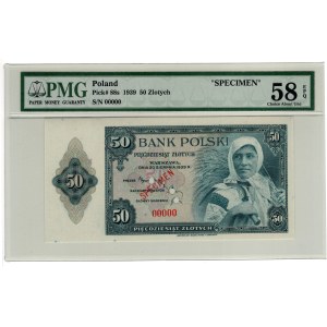 ABNCo, 50 gold 1939 - SPECIMEN - 00000 - PMG 58 EPQ