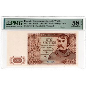 Londyn, 100 złotych 1939 - K - PMG 58 EPQ