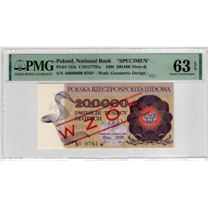 200 000 złotych 1989, seria A - PMG 63 EPQ, WZÓR No. 0764