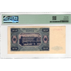 20 złotych 1948, seria A - PMG 58 - rzadka pierwsza seria