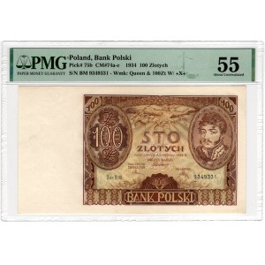 100 złotych 1934, seria BM. - PMG 55