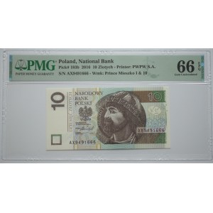 10 złotych, 2016, seria AX - PMG 66 EPQ