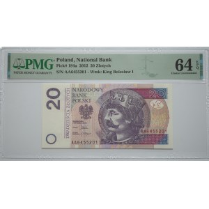 20 złotych, 2012, seria AA - PMG 64 EPQ