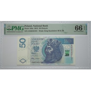 50 złotych 2012, seria AN - PMG 66 EPQ