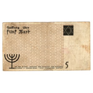 Getto w Łodzi, 5 marek 1940 - numerator pomarańczowy, papier kartonowy - 005922