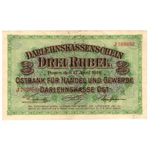 Poznaň, 3 ruble 1916, série J