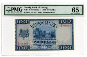 Wolne Miasto Gdańsk, 100 guldenów 1931 D/A - PMG 65 EPQ