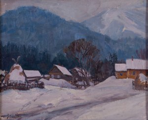 Jan (Jan Józef) STAŃDA (1912 - 1987), Wiejski pejzaż zimą;