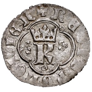 Kazimír Veľký 1333–1370, ruský kvartník, averz: písmeno K v ornamentálnom vyhotovení, reverz: lev.