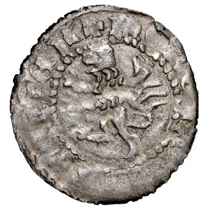 Kazimír Veľký 1333–1370, ruský kvartník, averz: písmeno K v ornamentálnom vyhotovení, reverz: lev.