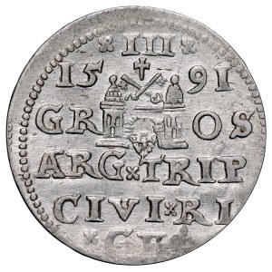 Sigismund III, 1587–1632, Trojak, 1591, Riga.