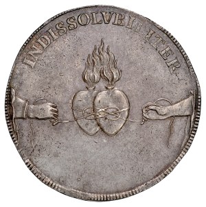 August II Mocny 1697-1733, Talar 1719, Drezno. Zaślubiny królewicza Fryderyka Augusta II z Marią Józefą.