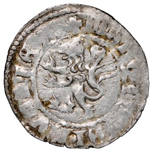 Kazimír Veľký 1333–1370, ruský kvartník, averz: písmeno K v ornamentálnom vyhotovení, reverz: lev.