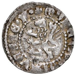 Casimir the Great, 1333–1370, Ruthenian quarter-real coin; Obverse: The letter K in an ornamental design; Reverse: A lion.
