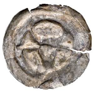 Button-shaped bracteate, second half of the 13th century, Gdańsk Pomerania?, Obverse: Head of a bull or aurochs, with a star between the horns. RRR.