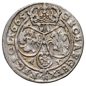John II Casimir 1649–1668, Six-real coin, 1665 A-T, Bydgoszcz.