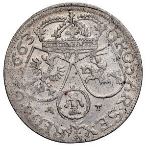 John II Casimir 1649–1668, Six-real coin, 1663 A-T, Kraków.