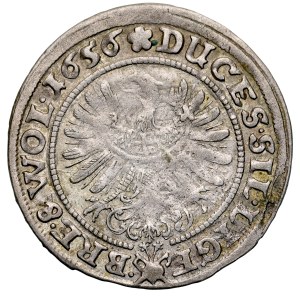 Schlesien, Herzogtum Legnica-Brzeg-Wołów, Georg III. von Brzeg, Ludwig IV. und Christian von Wołów-Oława 1639–1663, 3 Kreuzer 1656, Brzeg.