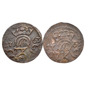 August III. 1733–1763, Szeląg 1763 FL-S, Elbląg. 2 Stück.