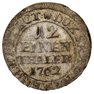 August III, 1733–1763, 1/12 thaler, 1762 FWoF, Dresden. Prussian counterfeit.