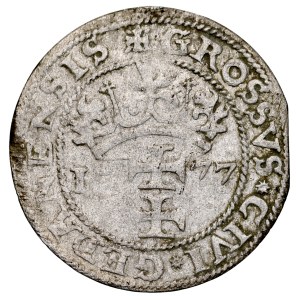 Štefan Báthory 1576–1586, obliehací groš z roku 1577, Gdaňsk.