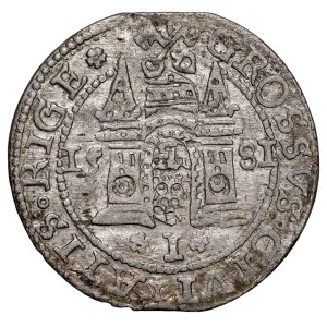 Štefan Báthory 1576–1586, groš z roku 1581, Riga. Úplný dátum.