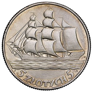 Seconda Repubblica Polacca, 5 zloty 1936, “Żaglowiec”, Varsavia.