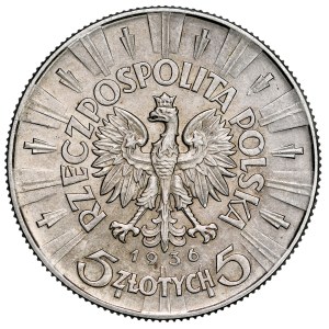 Second Polish Republic, 5 zlotych, 1936, Piłsudski, Warsaw.