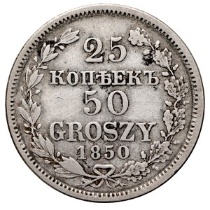 Zabór Rosyjski, Mikołaj I 1826-1855, 25 kopiejek 50 groszy 1850 M-W, Warszawa.