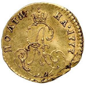 Russia, Catherine II, 1763–1796, gold poltina, 1777, St. Petersburg.