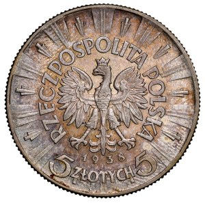 Second Polish Republic, 5 zlotych, 1938, Piłsudski, Warsaw.
