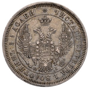 Rusko, Nikolaj I. 1825–1855, 25 kopiek 1853 СПБ-НI, Petrohrad.